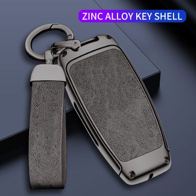 Zinc Alloy Leather Remote Key Case Cover Holder For Hyundai Genesis G80 GV70 GV80 GV90 2020 2021 2022 Car Protective Key Shell