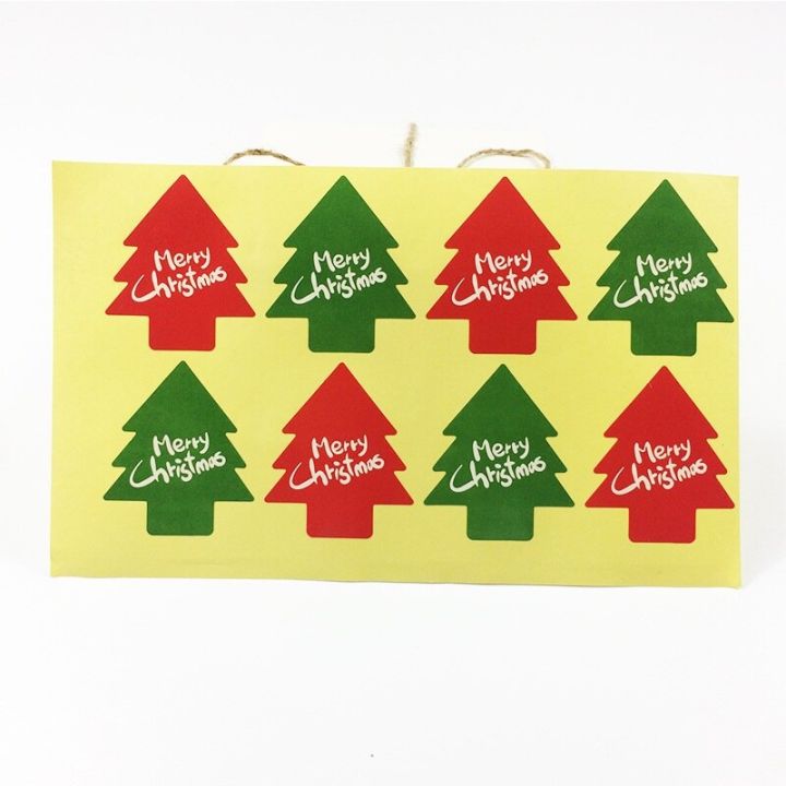 free-shipping-800pcs-red-green-christmas-tree-shape-sealing-sticker-label-sticker-new-year-gifts-stickers-labels