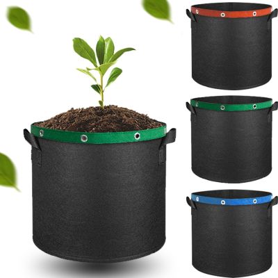 【LZ】 3/5/7/10 Gallons Felt Plant Strong Grow Bags Nonwoven Fabric Flower Potting Container Flower Potting Container Gardening Tools