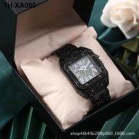 new luxury fashion watches gangster rap male money full calendar steel square quartz