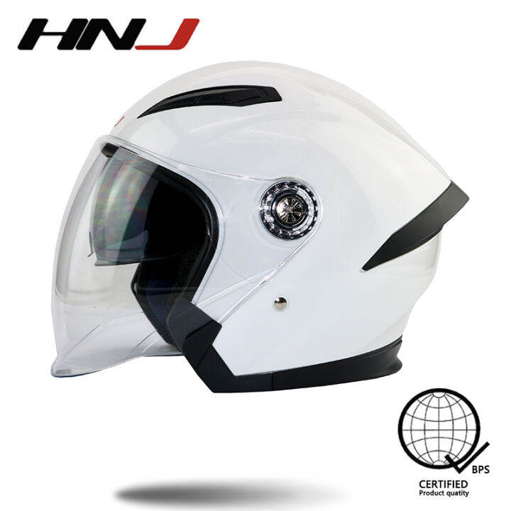 HNJ Ym829 Plain Motorcycle Helmet Half Face Double Visor for Men and
