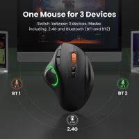 JOMAA RGB Wireless Trackball Mouse Rechargeable Bluetooth Mouse Easy Thumb Control 3 Device Computer Wireless Mouse With Bag