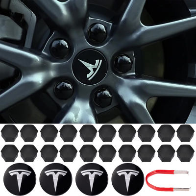 For Tesla Model 3 S X Wheel Center Caps Hub Cover Screw Cap Kit Decorative Tires Car Modification Emblem Badge Accessories