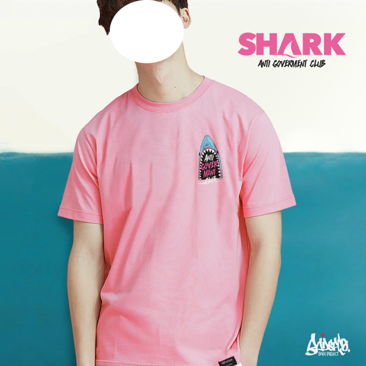 dsl001-เสื้อยืดผู้ชาย-เสื้อยืดราคาถูก-เสื้อไซส์ใหญ่-3xl-4xl-รุ่น-shark-สีชมพู-ใส่ได้ทั้ง-ชาย-หญิง-เสื้อยืดคนอ้วน-เสื้อคนอ้วนbs-เสื้อผู้ชายเท่ๆ-เสื้อผู้ชายวัยรุ่น