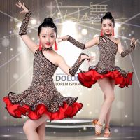 ♂ Leopard Grain Latin Dress Children Dance Dress For Girls Cha-Cha Kid Competition Girl Latin Dancing Dancewear Kids Latin Costume