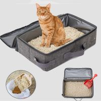 กล่องพร้อมฝาปิดทรายแมวแบบพับได้กล่องทรายแมวแบบพกพาพร้อมฝาปิดซิปผ้ากันน้ำ Oxford กระดาน PP ZD01แบบพกพา