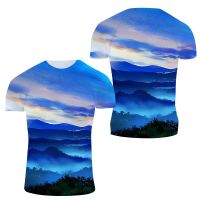 Summer Fashion Natural Scenery graphic t shirts For Unisex Personality Men Casual Outdoors Printed Round Neck Short Sleeve Tees