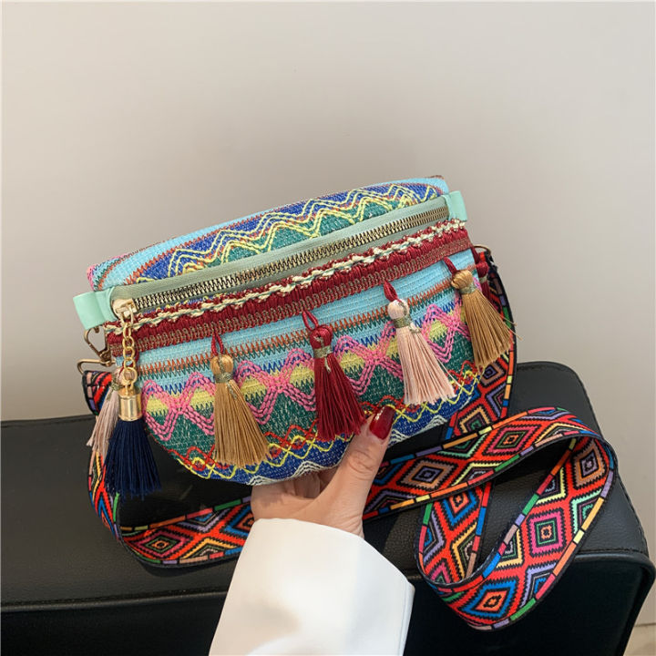 zongsheng-กระเป๋าคาดเอวสำหรับผู้หญิง-กระเป๋าแฟชั่นแนวชนเผ่ากระเป๋าสายไหล่เดียวขนาดเล็กสดและเรียบง่ายต่อเข้าสำหรับกระเป๋าคาดหน้าอก