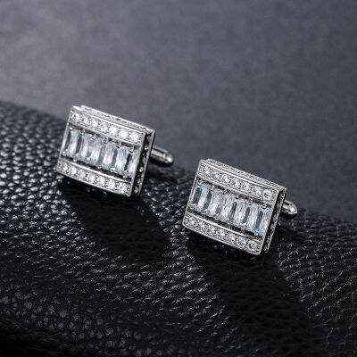 WEIMANJINGDIAN ยี่ห้อ 2 ชิ้น/คู่ประณีต Cubic Zirconia คริสตัล Sparkly CuffLinks สำหรับผู้ชายรูปทรงสารพัน-Yrrey