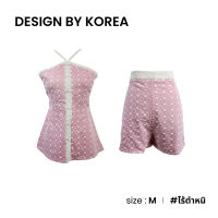 DESIGN BY KOREA ชุด set คล้องคอขาสั้นลายฉลุ D038-19