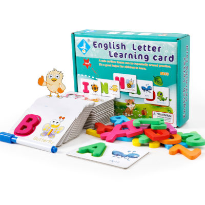 ของเล่นไม้เสริมพัฒนาการ การ์ดคำศัพท์จับคู่  A-Z English Letter