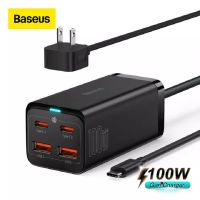 Baseus ที่ชาร์จเร็ว USB C 100W PD GaN3 Pro,ที่ชาร์จติดผนังบล็อก4พอร์ต2USB-C + 2USB สถานีชาร์จพร้อมสาย AC 5ft สำหรับ MacBook Pro/air แล็ปท็อป USB-C iPhone 13/12ไอแพดโปรซัมซุงกาแล็กซี่