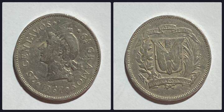 Dominican Republic Coin, 25 Centavos 1967. | Lazada