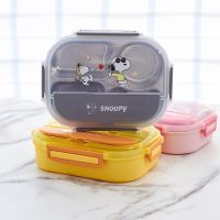 ❍ Student 304 stainless steel grid plate with chopsticks spoon insulation large-capacity school childrens lunch box