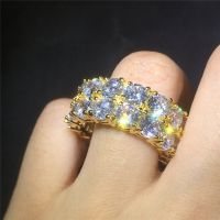 18K Gold Plated Iced Out CZ Rings for Motorcycle Party Punk Men Hip Hop Jewelry