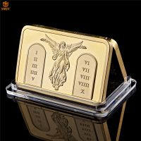 Euro Fashion Craft Good Friday Jesus And Angel Cross Bullion Bar Gold Commemorative Coin Acrylic Case for Christian Gifts