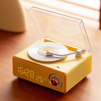 Luxury Retro Bluetooth Speaker Classical Hifi Stereo Music Player Vintage Wireless Speaker with Alarm Clock 1800mAH Rechargeable