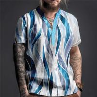 New Men Shirt 3D Print Short Sleeve Tops Summer Fashion Designer Clothing V-neck T-shirt Oversized Henley Shirts For Mens Clothe