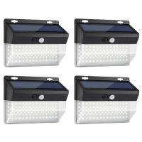 4 Pack 206 LED Solar Lights Powered PIR Motion Sensor Light Outdoor Garden Security Flood Lamp