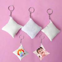 sublimation blank key ring Peach skin cloth Suede Fabric key chains heat transfer printing DIY blank consumables 15pieceslot