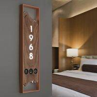 Hotel Luminous Door Plate Homestay Solid Wood Door Plate Intelligent Electronic Cleaning Do Not Disturb Doorbell Room Door Plate vertical