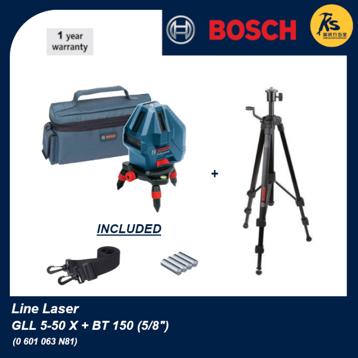 BOSCH Line Laser GLL 550 X Professional with Tripod BT 150 (5/8") Value Kit Lazada