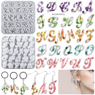 [COD] diy crystal epoxy mirror 26 English uppercase grinding special-shaped letter earrings keychain silicone mold