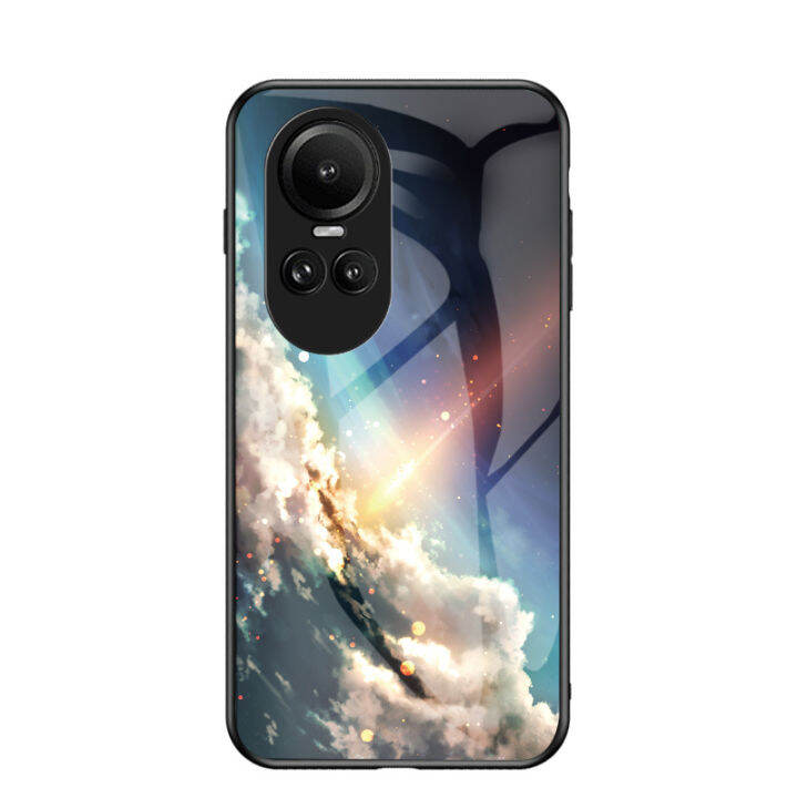 เคสโทรศัพท์สำหรับ-oppo-reno10-pro-10pro-5g-reno10-oppo-ฝาหลังลายท้องฟ้าเต็มไปด้วยดวงดาวกระจกอย่างหนาสีมันวาวป้องกันการขีดข่วนเคส5g