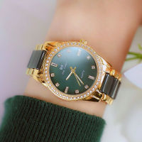 BS Ceramic Watch Malachite Green Fashion Retro Ladies Watch Full Diamond Female Watch FA1629