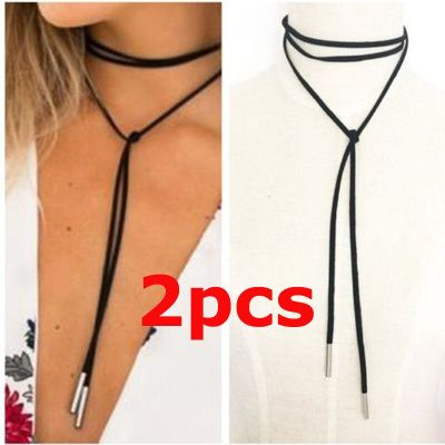 2pcs/lot Fashion Trendy Choker Necklace Black Leather Velvet Strip Women Collar Party Jewelry Neck Accessories Chokers Adhesives Tape