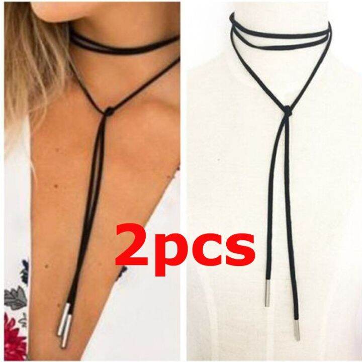 2pcs-lot-fashion-trendy-choker-necklace-black-leather-velvet-strip-women-collar-party-jewelry-neck-accessories-chokers-adhesives-tape