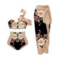 hotx 【cw】 Floral-print Swimsuit Split-joint the Shoulder Swimwear Ruffle Hot Bikinis Set HighWaist Bathing Suits 2023 Designer