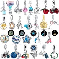 New 925 Silver Dreamcatcher Octopus Sun Glow in the dark Star Key Paw Dangle Fit Original Pandora Charms Bracelet Women Jewelry