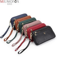 Women Genuine Leather Long Wallets Womens Wallets Card Holder Clutch Bag Female Leather Wrist Strap Solid Wallet Designer Purse