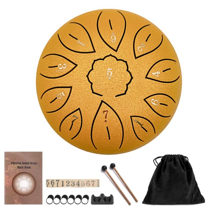 Tongue Drum 6 Inch Steel Tongue Drum Set 8 Tune Hand Pan Drum Pad