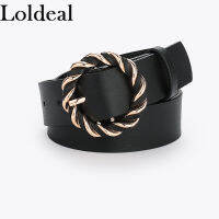 Loldeal เข็มขัดสตรี Luxury Twist หัวเข็มขัดหนัง PU สบายๆ106ซม.