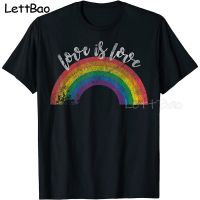 Gay Pride Vintage Rainbow Lgbt Love Is Love Kawaii T Shirt Men Cartoon Tshirts Male Tee Shirt 100% Cotton Gildan