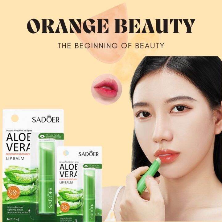 Orange Beauty Aloe Vera Lipstick, Moisturizing Lipstick, Double