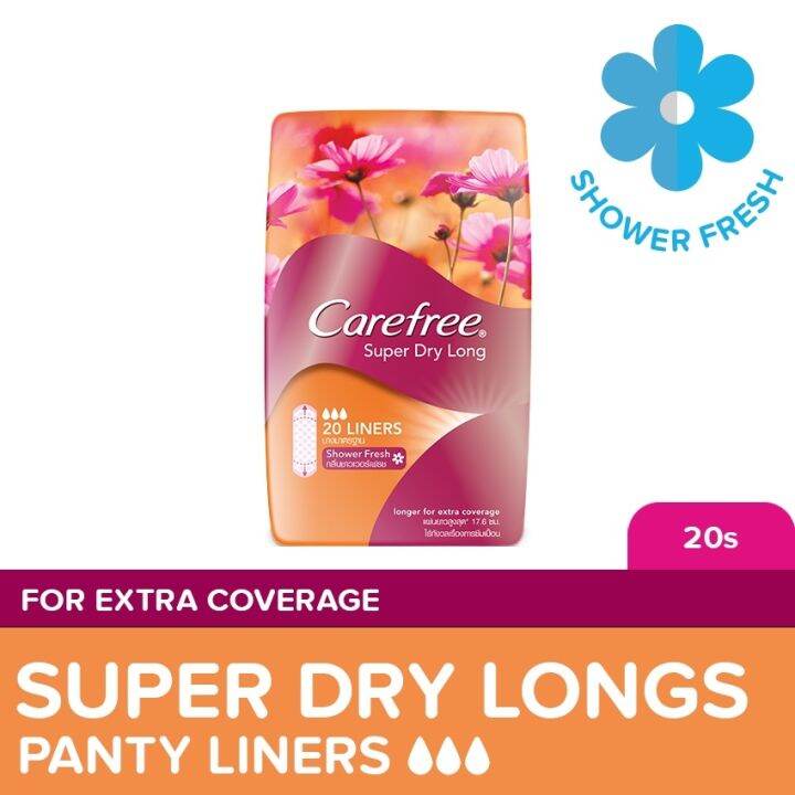 Carefree Super Dry Long Panty Liners 20s Feminine Care Odor Control
