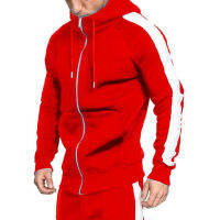 ร้อน, ร้อน★2 Pcs/Set Men Tracksuits Contrast Colors Hooded Drawstring Casual Sports Sets for Daily Wear