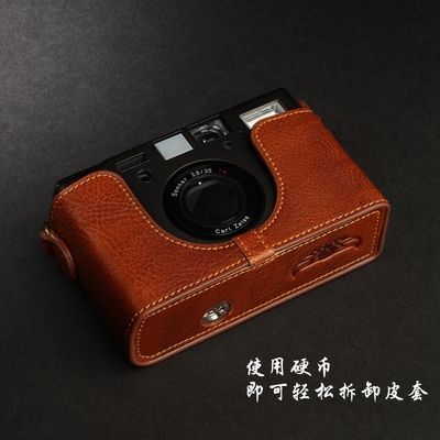 มือทำ-cowhide-ซองหนังแท้ซองหนังเคสสำหรับ-contax-t2-t3-tix-กระเป๋ากล้องกรณีกึ่งกรณีฐาน-shel