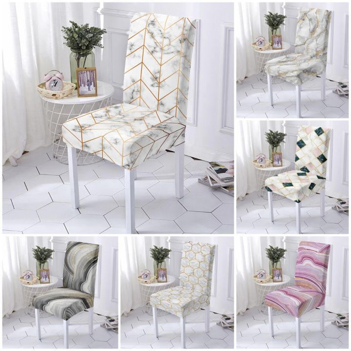 cloth-artist-ฝาครอบเก้าอี้เรขาคณิตห้องรับประทานอาหาร-elasticslipcover-spandex-marble-seat-cover-forbanquet-seat-case