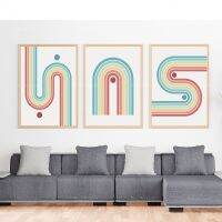 Groovy Retro Wave Swirl ภาพประกอบ Rainbow Aesthetics ตกแต่งพิมพ์70S Abstract Art Wall Top Home Decor