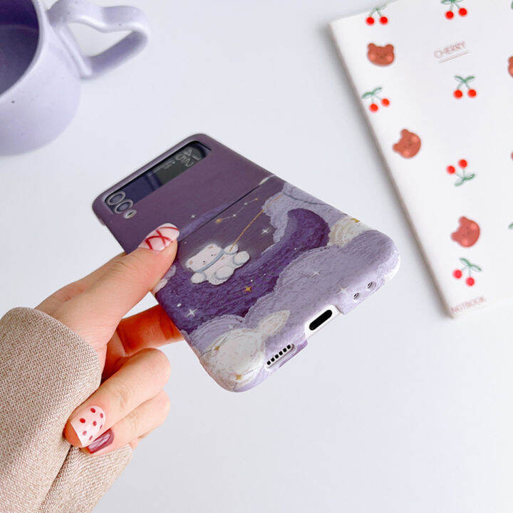 เคส-samsung-galaxy-z-flip-4-z-flip-3เคสลายการ์ตูนน่ารักกระเป๋าหมีอวกาศสำหรับ-samsung-z-flip-3ของขวัญปลอกแข็งโทรศัพท์พีซีป้องกันสำหรับเด็กผู้หญิง