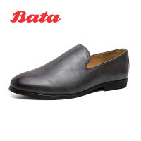 Bata รองเท้าหนังผู้ชายแบบกลม,รองเท้าส้นเตี้ยแบบสลิปออนรองเท้าลำลองฤดูร้อน