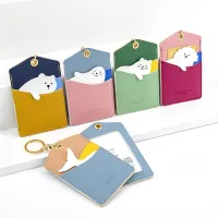 【CW】┅  Cartoon Card Holder Kawaii Leather Credit Chain Business Cover Luggage Tag Trinket