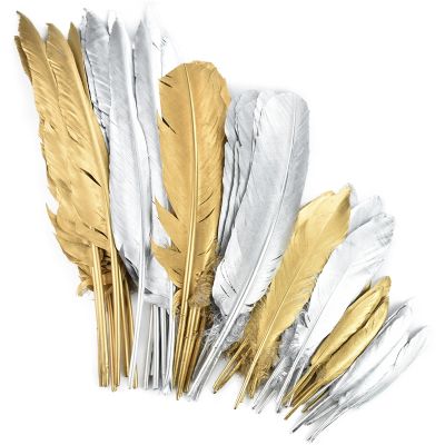 Gold Feathers Turkey Feather for Crafts Jewelry Plumes Decoration Wedding Accessories
