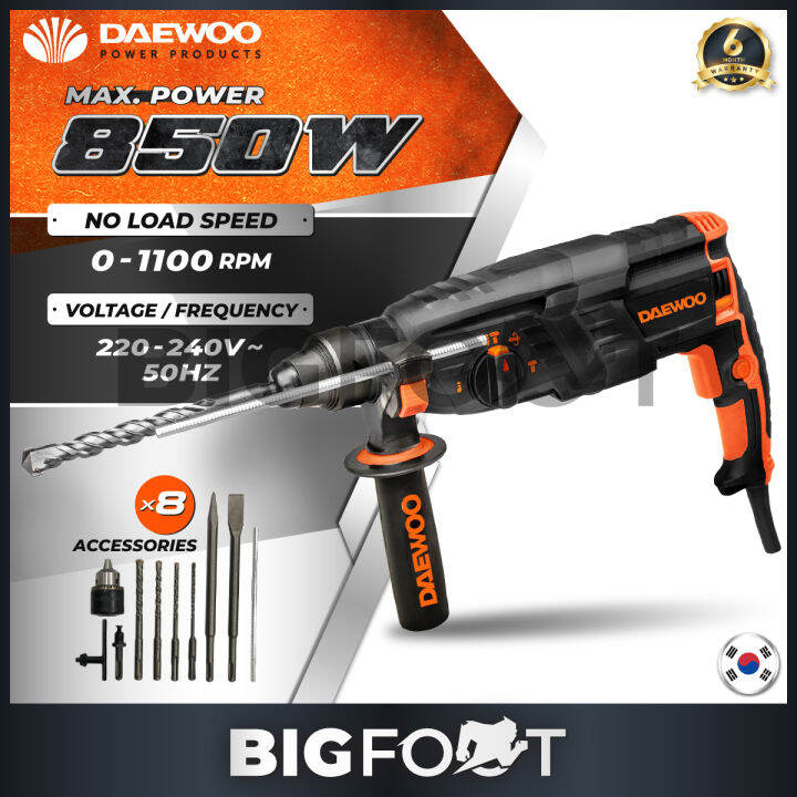 Daewoo 850W 4 IN 1 Rotary Hammer Drill DARH26SRE 4 Functions