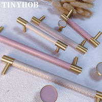 Tinyhob Handcraft หนัง + ทองเหลือง ins เฟอร์นิเจอร์จับ Nordic ตู้เสื้อผ้า Dresser ลูกบิดตู้ตู้ลิ้นชักสีชมพูรอบดึง-TIOH MALL