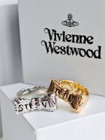 VIVIENNE WESTWOOD High Version Gold and Silver Bow Letter Saturn Ring No. 15--D8061 Star INS